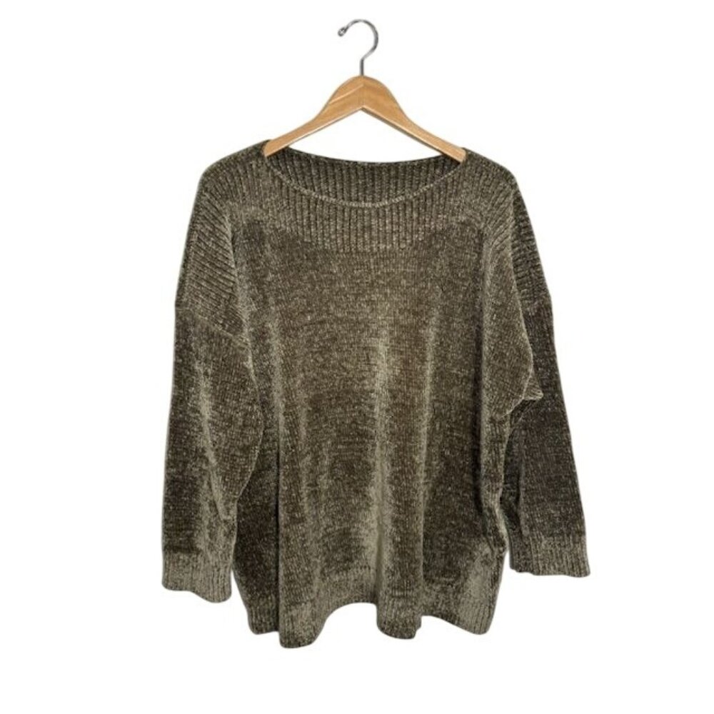 NWT J.Jill Pure Jill 2X Womens Chenille Sweater Loden Green